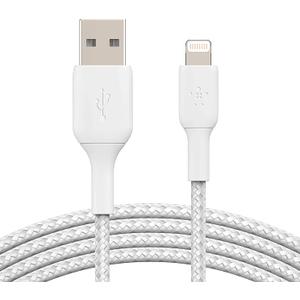 Belkin BoostCharge Braided Lightning Cable - 6.6ft/2M - MFi Certified Apple iPhone Charger USB to Lightning Cable 6ft - iPhone Cable - iPhone Charger Cable - Apple Charger - USB Phone Charger - White 2 Pack