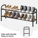 2-Tier Shoe Rack for Closet, Expandable Metal Shoe Organizer, Adjustable Shoe Shelf Storage Organizer, Standing Shoe Rack for Entryway Closet Doorway (Black)