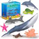 Learning Minds Jumbo Sea Animals - Set of 7 Educational Ocean Fish Toys for Kids - Shark, Whale, Dolphin, Octopus Animal Figures - Toy Fish & Sea Creatures for Toddlers - Age 18 Months +