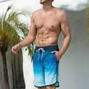 Mens Swim Trunks with Compression Liner 9 Inch Quick Dry Bathing Suit Board Shorts with Zipper Pockets (Blue) 36