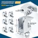 Hicarer 100 Pcs Top Beam Clamp 3/8" Iron Safety Rod Clamp 3/4" Jaw Opening