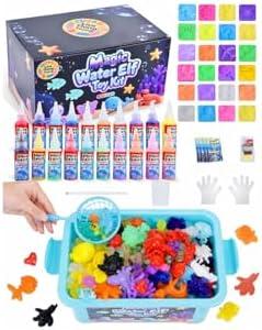 LiveThingYoung Magic Water Elf Toy Kit – 20 Gels & 24 Molds Magic Gel Water Pets for Kids 3+, Fun Squishy Maker Sensory Toy for Party Favors, Educational STEM Kit for Gifts