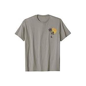 Cool Summer Vacation Men Women Sunset Beach Palm Tree T-Shirt, (Blue, M)