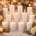 Lounsweer 12 Pcs Pillar Candles Bulk for Wedding Unscented Pillar Candles 3 Set 2 x 3/6/8 Inch Multi Size for Weddings Engagement Spa Home Party Events Ceremony(White)