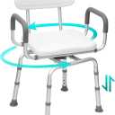 Shower Chair,Seat Shower Stool,Portable Shower Chair with Adjustable Height,Shower Chair with Arms and Back,for Elderly,Handicap & Seniors up to 340LBS (Detachable Handrail) (360 Degree)