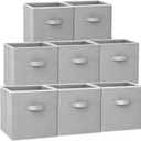Criusia Large Storage Cubes - 13 Inch Heavy Duty Fabric Storage Bins for Shelves Closet, Cube Organizer - 8 Pack Collapsible Cube Storage Bins Baskets for Organizing Clothes Blankets Toys (Grey)