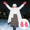 Women's Winter Gloves Touchscreen, Thermal Warm Knit Gloves for Cold Weather, Fur Windproof Cuff