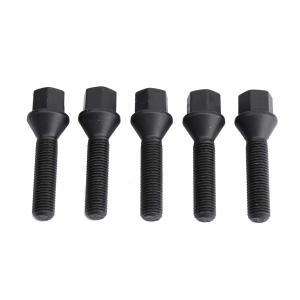 12x1.5mm Tuner Lug Bolts, KSP Conical Seat Extended 40mm Shank 17mm Hex for Aftermarket Wheels, 5PCS Black