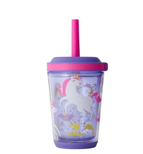 Reduce 12oz Cartwheel Construction Junction Straw Cup Gray: Kids Spillproof Insulated Drinkware, Dishwasher-Safe