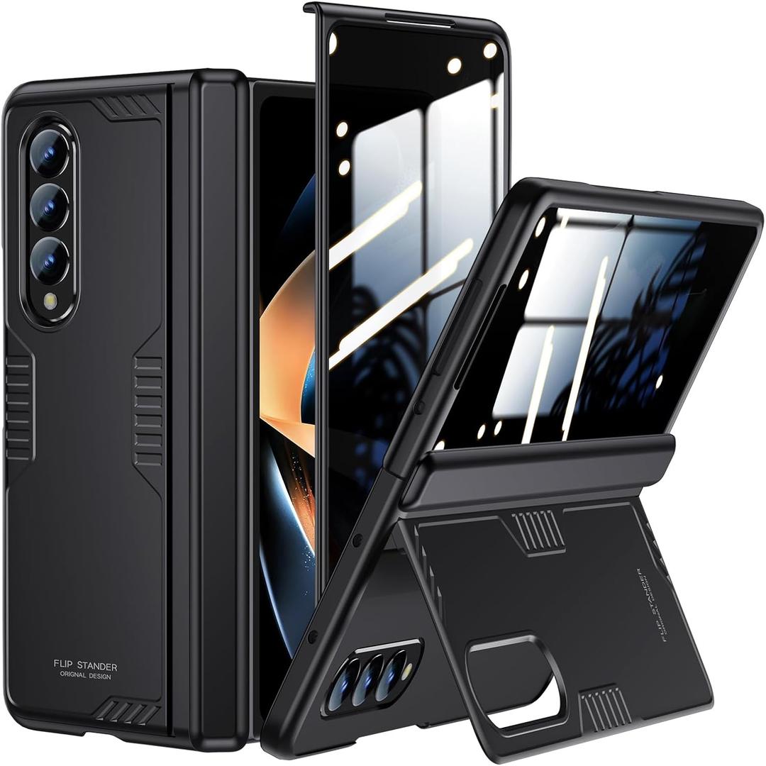 for Galaxy z-Fold-4 Stand Slim Case: Privacy Screen Protector Hidden Kickstand Wireless Charging Thin Design for Business Professionals Phone Cover for Samsung z fold 4 5G 2022