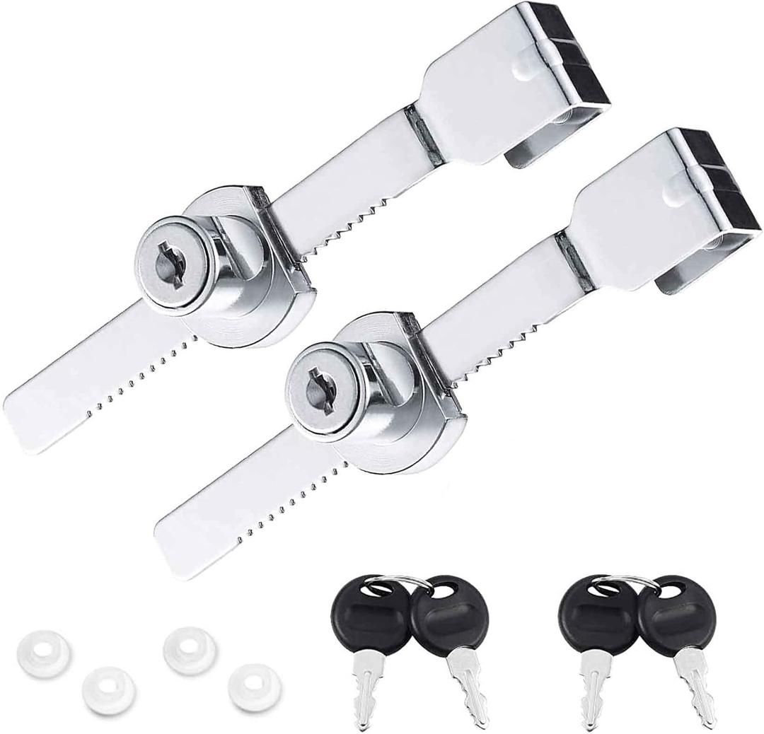 2 Pcs Glass Cabinet Lock, Display Case Wine Lock Security with Chrome Finish, Keyed Alike