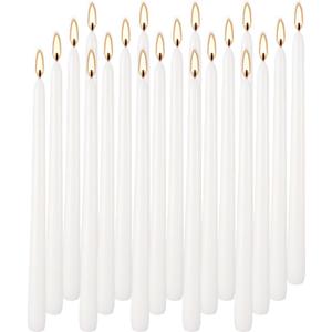20 Pack White Taper Candles 12 Inch Tall 3/4 Inch Thick Burn 10 Hours