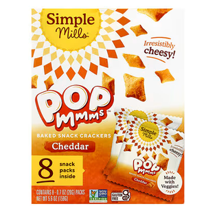 Simple Mills Cheddar Pop Mmms Baked Snack Crackers, Kosher, Gluten Free & Non-GMO, 5.60 Ounce (Pack of 4) (EXP 08/02/26)