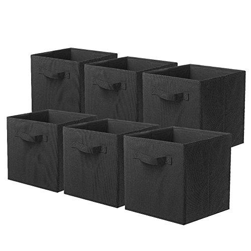 ShellKingdom Foldable Fabric Storage Cubes And Cloth Organizer Drawer For Closet And Toys, 6 Pack (Black)