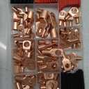 TKDMR 160Pcs Copper Wire Lugs AWG2 4 6 8 10 12 with Heat Shrink Set, 80Pcs Battery Cable Ends Ring Terminals Connectors Tubing Assortment Kit (10 Kind Sizes)