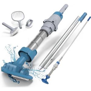 KOKIDO (2024 New) Rechargeable Spa Pool Vacuum Kit with Pole and Tools - Skimmer, Scrubber, Brush. IPX8 Cold/Hot watersafe, Steel Mesh Filter. Ideal for Spas Hot Tubs, for Sand and Debris XTROVAC 100