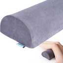 Knee Pillow for Back Sleeping, Pain Relief Memory Foam Bolster for Legs, Under Knee & Bed, Roll Round Support Wedge, Half Moon Pillow Ideal for Massage Table, Grey (Standard)