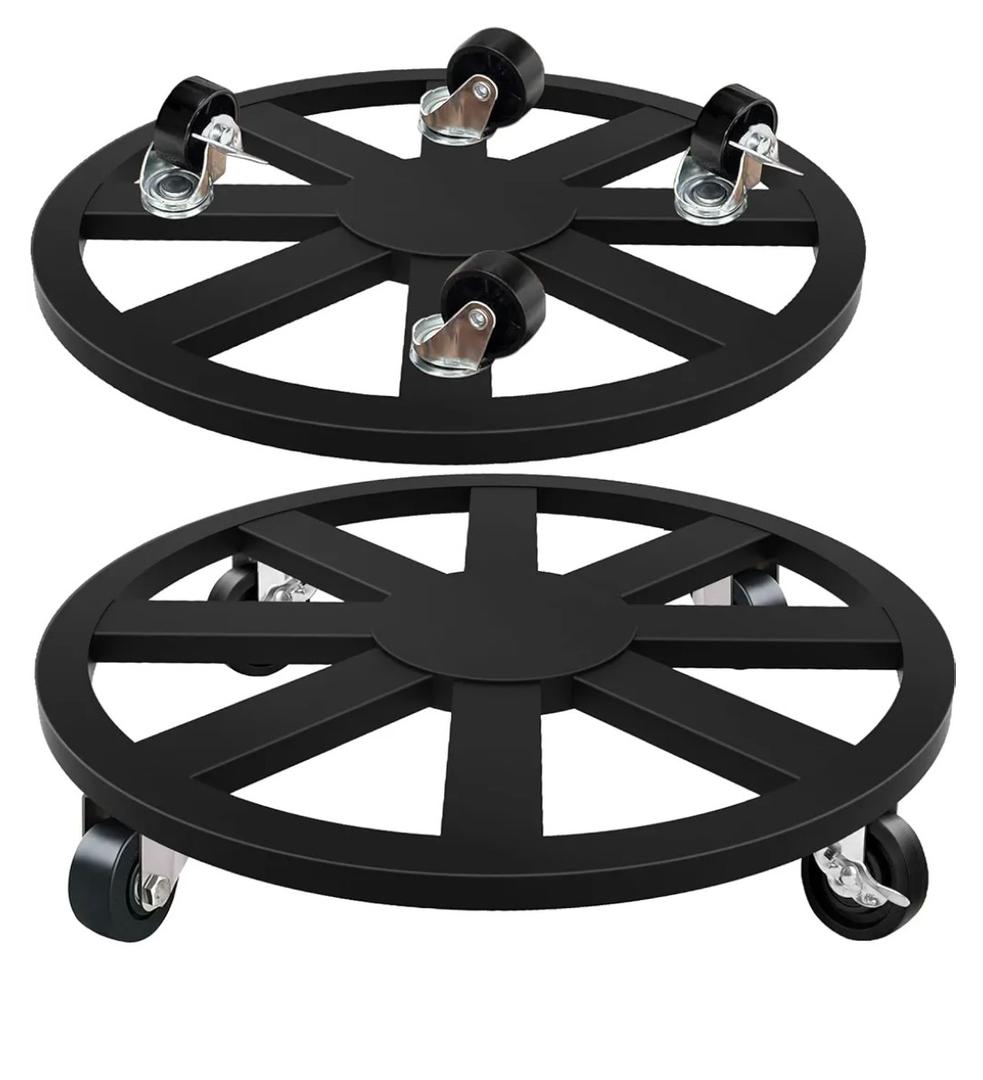 2 Pack Plant Caddy with Wheels, 12'' Heavy Duty Rolling Plant Stand with 360° Wheels Metal Plant Rollers Plant Dolly with Lockable Caster for Outdoor Indoor Plant Flower Pots Hold Up 400 LBS
