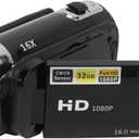 Digital Camera, FHD 1080P 16MP Vlogging Camera with 2.4in Flip Screen, 16X Digital Zoom, Flash & 1020mAh Battery, Compact Video Camera for Kids, Teens, Beginners, Support 32GB Card (Black)