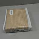 Pleated Waffle Weave Bed Skirt, Tailored Dust Ruffle 16 Inch Drop Easy Fit, Machine Washable,No Split Corners (Beige, Queen - 16" Drop)