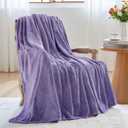 NEWCOSPLAY Super Soft Throw Blanket Lavender Premium Silky Flannel Fleece Leaves Pattern Lightweight Bed Blanket All Season Use Lavender, Throw(50"x60")