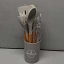 Silicone Cooking Utensil Set,12 PCS Cooking Cookware Kitchen Utensils Set for Cooking, Nonstick 446F Heat-Resistant Cookware Kitchen Tools of Spoon,Brush,Whisk,Spatula,Turner Tongs (Khaki)