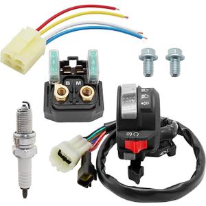 M MATI Start Stop Switch & Starter Solenoid Relay & Plug & Spark for Yamaha YFM Big Bear 250/400 Grizzly 350/400/660 Kodiak 400/450 Wolverine 350/450 Raptor 350/660 Bruin 250/350