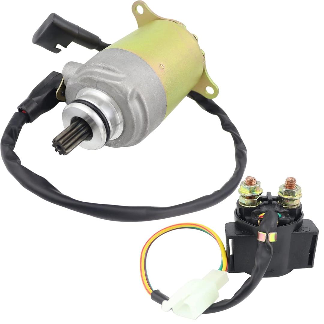 Starter Motor & Solenoid Relay Fit for GY6 Engine 125CC 150CC ATV Scooter Moped Go Kart Quad 4 Wheelers Taotao SUNL Coolster Baja