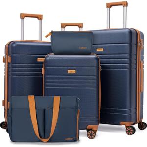 Cosbarn Luggage Sets 5 Piece, Hardshell Suitcase with Spinner Wheels, Large