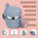 Baby Sippy Cups, 7.4 Oz Sippy Cups, 3 Stages Training Cup, Straw Cup for Infants Toddlers 6-12 Month and Kids 1-3 Year, Stainless Steel Kid Cups with Silicone Straws, 4 Colors B (Coral+Blue+Pink+Purple)