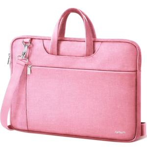 Ferkurn Laptop Bag Case Women Men Computer Sleeve with Shoulder Compatible with HP Envy Pavilion/Inspiron/Thinkpad/Vivobook/MSI/Surface,Waterproof Briefcase with Handle, Pink, 17 17.3 Inch