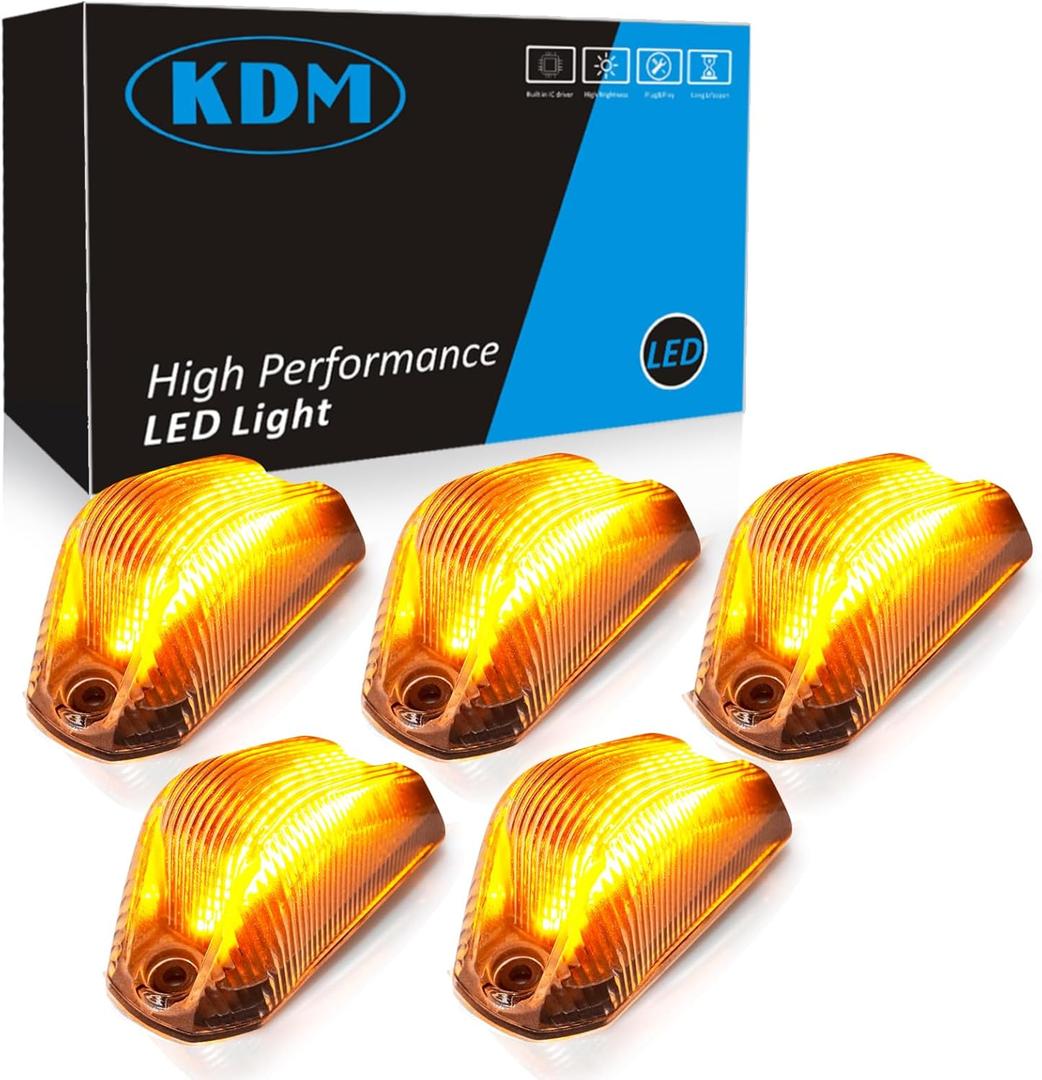 KDM Clear Lens Led Cab Roof Top Marker Lights assembly Fit for 2014-2023 Dodge Ram ProMaster 1500 2500 3500 Pick up Truck Van,Mounted Running Clearance Lamp Bright Amber Light,5Pcs Pack