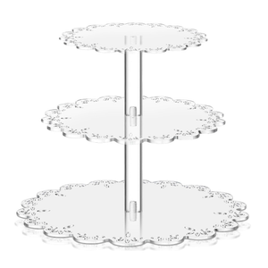 Nuenen Elegant 3Tier Acrylic Cupcake Stand  Round Clear Dessert Display Tower for 24 Mini Treats, Modern Transparent Holder for Weddings, Parties, and Celebrations