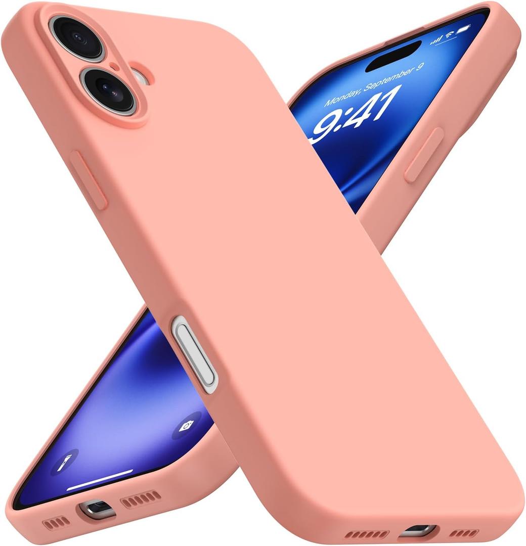 Compatible with iPhone 16 Case, Liquid Silicone Upgrade [Camera Protection] [Soft Anti-Scratch Microfiber Lining] Shockproof Phone Case (Begonia)