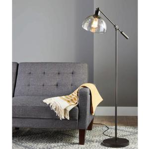 ADESSO Antique Bronze Floor Lamp with Glass Shade