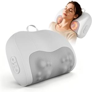 Multi-Functional Neck and Back Massager with Heat, Rechargeable Massager Pillow with 3D Kneading Deep Tissue, Cordless & Portable, Full Body Relaxation at Home/Office/Travel,Ideal Gift for Men & Women