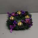 Purple Ribbon Christmas Advent Wreath - for Advent Calendar Season - Centerpiece Decor Candle Holder and X-mas Decorations