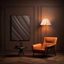 KUNJOULAM Modern Floor Lamp, Black Pole Floor Lamps, Simple Design Tall Lamp with Beige Lampshade, Standing Lamp for Living Room, Bedroom, Office, Home (Without Bulb)