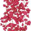 2 Pcs Artificial Bougainvillea Flowers Garland Fake Silk Bougainvilleas Vines Trailing Rose Red Faux Hanging Flowers Plants Bougainvillea Artificial for Porch Wedding Arch Spring Summer Decor