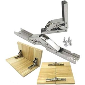 2 Pack Hidden Cabinet Door Hinges 180 Degree Wooden Box Hinge Leaf Support Sliding Hinges and Latch Table
