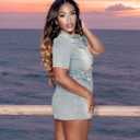 Ryehack Women's Summer Casual Denim Dress Bodycon Short Sleeve Bodycon 1/2 Button Sexy Mini Casual Jean Dress (Medium, Blue)