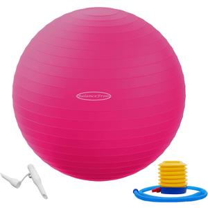 Fitvids Anti-Burst and Slip Resistant Exercise Yoga Fitness Birthing Ball with Quick Pump, 2,000-Pound Capacity, Multiple Colors and Sizes (Pink)