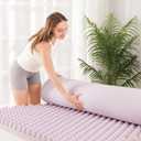 Egg Crate Memory Foam Mattress Topper 2 Inch Queen, Gel Cooling Infused Foam Mattress Topper for Pressure Relief, CertiPUR-US Certified Bed Topper, Purple, 60"80"