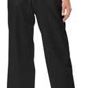 Womens Linen Pants Wide Leg High Waisted Drawstring Casual Flowy Pants with Pockets (Black, M)
