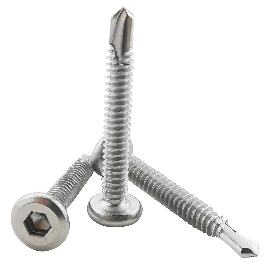 40PCS #12 x 1-1/2" Hex Socket Self Tapping Screws, 410 Stainless Steel Sheet Metal Flat Head Drilling Screw Self-Tapping Screws High-Strength Fast Sheet Metal Screws