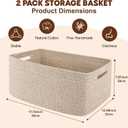 OIAHOMY Storage Basket for Shelves, Closet Cube Storage Bins Baskets for Clothes Blanket Towels, Baby Nursery, Toy Baskets Box, Woven Rope Basket, 17.72 * 12.99 * 7.87 IN, 2 Packs Brown