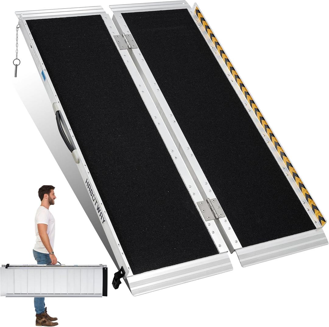 HABUTWAY 4ft Wheelchair Ramps for Home Steps, Portable Wheelchair Ramp Holds up to 800Lbs, Threshold Ramp with Non-Slip Resistant Surface, Ramps for Wheelchairs for Home, Stairs, Steps, Doorways (4FT Using height 4-12")