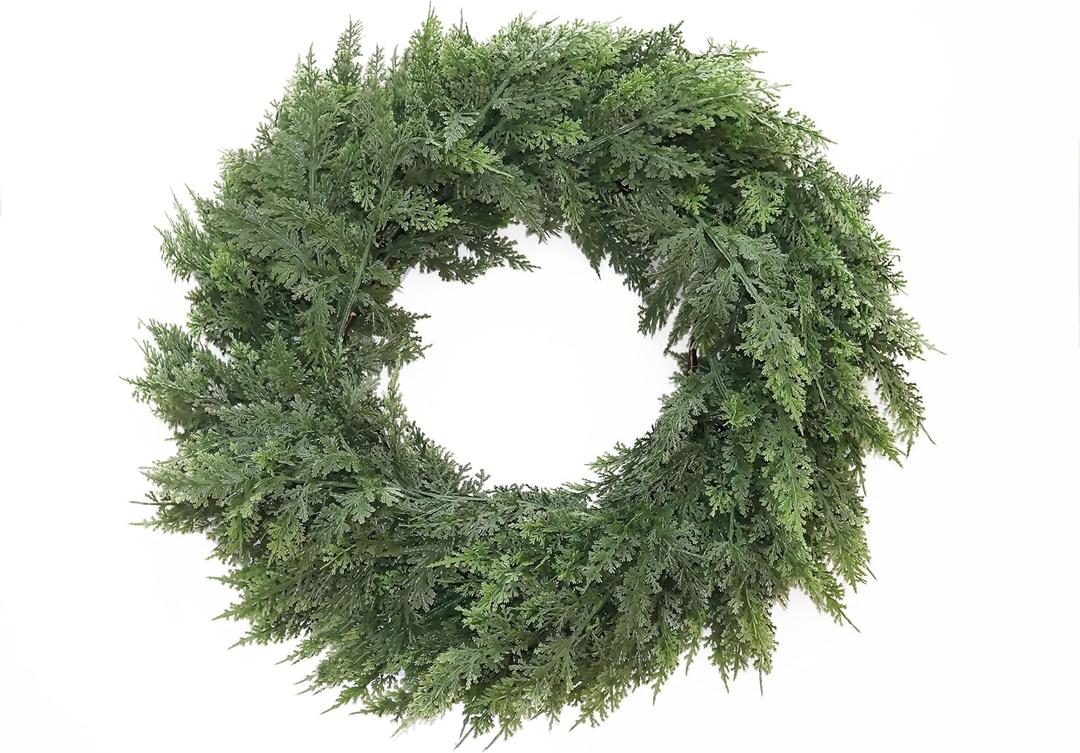 30 Inch Christmas Wreaths for Front Door Large Real Touch Cedar Wreath Artificial Green Wreath for Wall Windows Indoor Outdoor Christmas Decor
