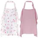 YKYUASD 2 Pack Muslin Nursing Cover for Breastfeeding, 100% Cotton Soft Privacy Nursing Covers Apron Breastfeeding Cover with Arch Neckline for Women New Mom, Multi-use Breastfeeding Essentials
