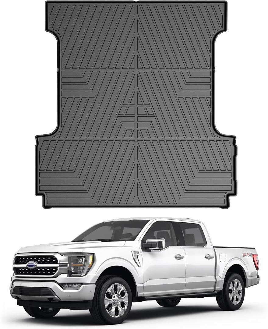 Mixsuper Bed Mat for Ford F-150 2015-2025 Only for 5.5 Ft Bed All Weather Cargo Bed Liner for F150 Accessories Black